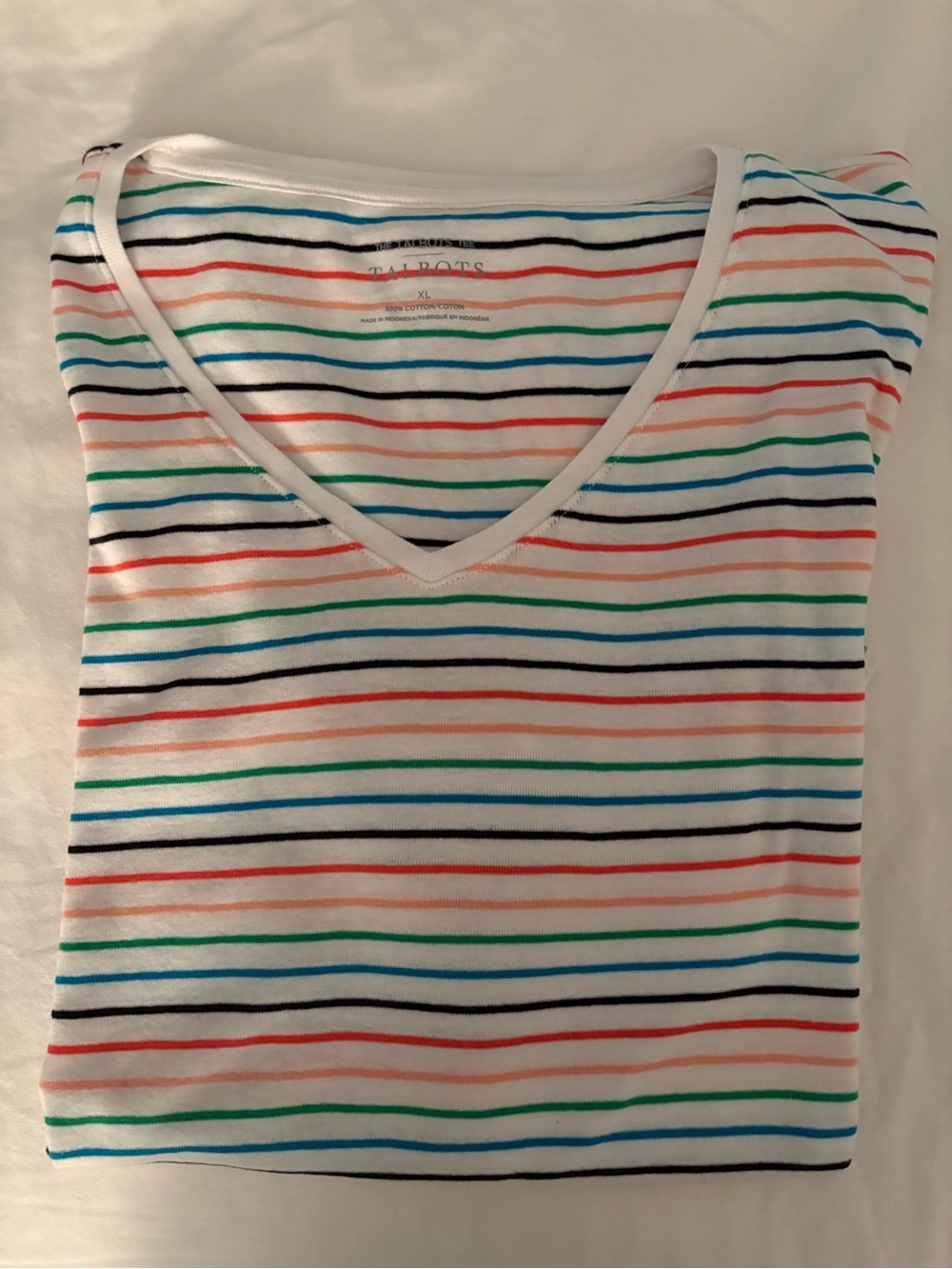 Talbots Multi Stripe Horizontal Short Sleeve Tee